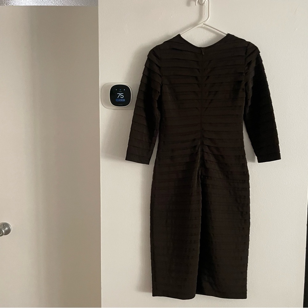Tadashi Elegant pleated brown Midi Dress size small
